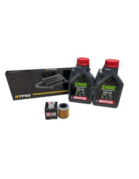 Kit tagliando per Piaggio Beverly 400 HPE dal 2021 al 2014 con filtro olio/aria + olio Motul 5100 10w40